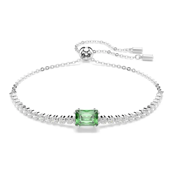 Vòng Đeo Tay Nữ Swarovski Matrix Bracelet Mixed Cuts, Green, Rhodium Plated 5693411 Màu Bạc