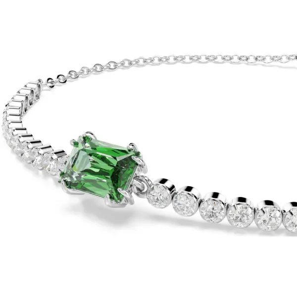 Vòng Đeo Tay Nữ Swarovski Matrix Bracelet Mixed Cuts, Green, Rhodium Plated 5693411 Màu Bạc