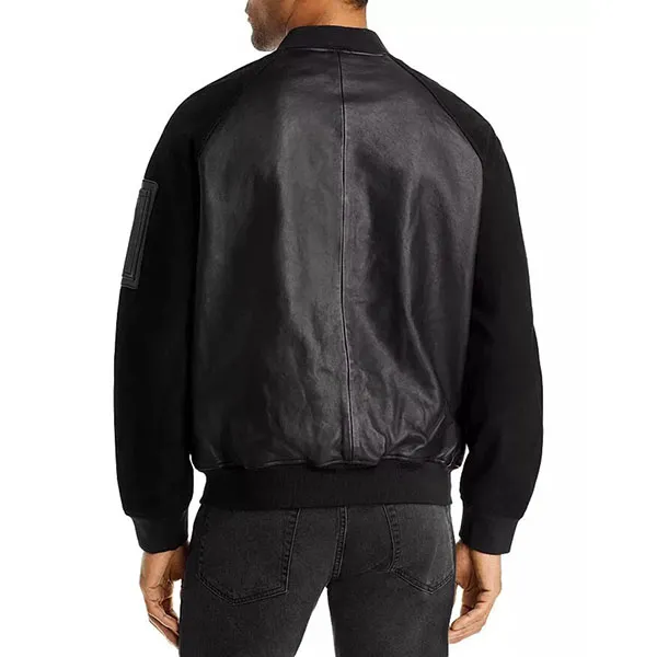 Áo Khoác Da Nam Karl Lagerfeld Men's Neil Snap Front Leather Jacket J5018 Black Màu Đen Size S