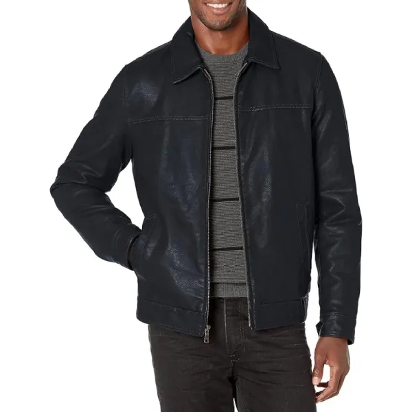 Áo Khoác Da Nam Tommy Hilfiger Men's Classic Faux Leather Jacket AU855 - BLK Màu Xanh Đen Size M