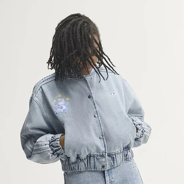 Áo Khoác Denim Nữ Adidas Care Bear Bomber Jacket KQ6747 Màu Xanh Nhạt Size S