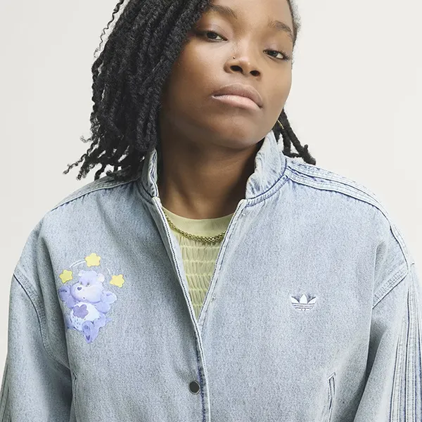 Áo Khoác Denim Nữ Adidas Care Bear Bomber Jacket KQ6747 Màu Xanh Nhạt Size S
