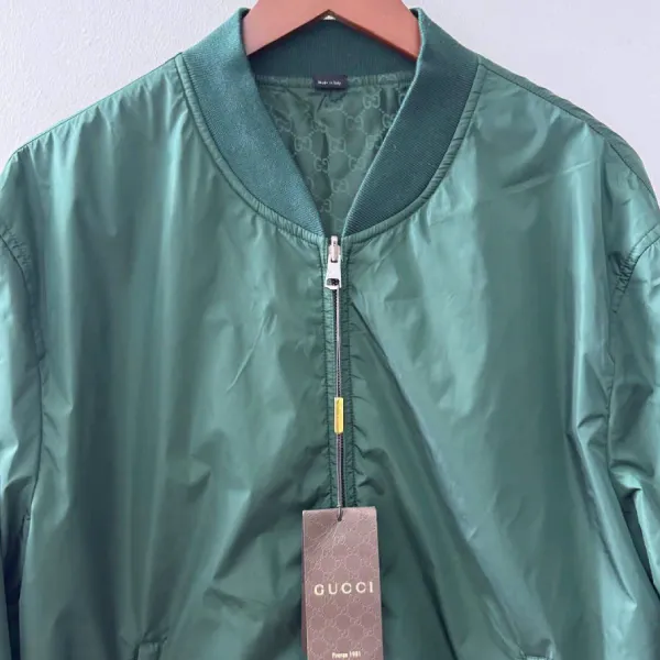 Áo Khoác Hai Mặt Nam Gucci Reversible Blue Monogram Jacket 406011 Z9687 3371 Màu Xanh Lá Size 56