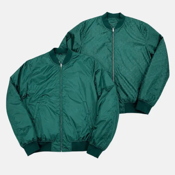 Áo Khoác Hai Mặt Nam Gucci Reversible Blue Monogram Jacket 406011 Z9687 3371 Màu Xanh Lá Size 56