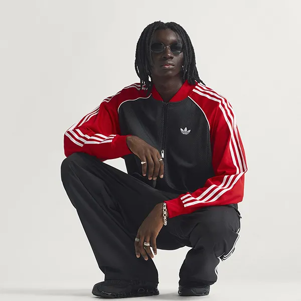 Áo Khoác Nam Adidas SST Loose-Fit Mesh Track Top KE0115 Màu Đỏ Đen Size XS