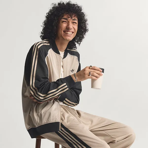 Áo Khoác Nam Adidas Track Top Loose Mesh KE0114 Màu Be/Đen Size M