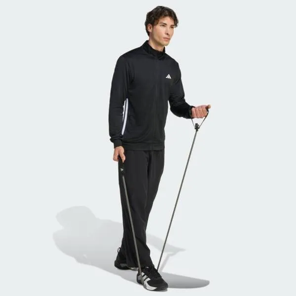 Áo Khoác Nam Adidas Track Top Workout Essentials All-Set 3-Stripes Knit KA3481 Màu Đen Size 3XL