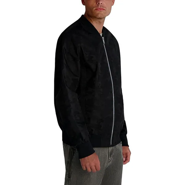Áo Khoác Nam Karl Lagerfeld Camo Bomber Jacket With Rib Knit Trim Men's Jacket Black C0391 Màu Đen Size S