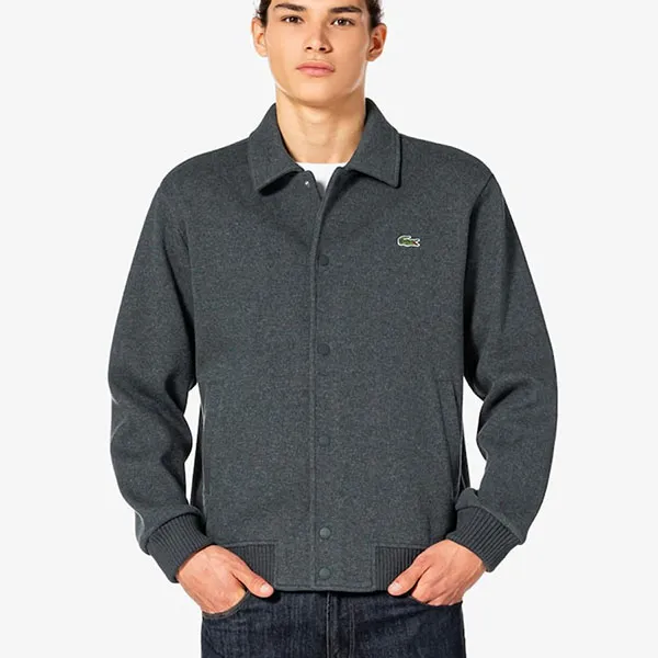Áo Khoác Nam Lacoste Men's Rib Georgette Sweat Jumper SH080E-050 Màu Xám Đậm Size 4