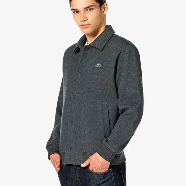 Áo Khoác Nam Lacoste Men's Rib Georgette Sweat Jumper SH080E-050 Màu Xám Đậm Size 4