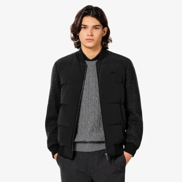 Áo Khoác Nam Lacoste Men's Wool Jersey Hybrid Jacket BH883E - 031 Màu Đen Size 48
