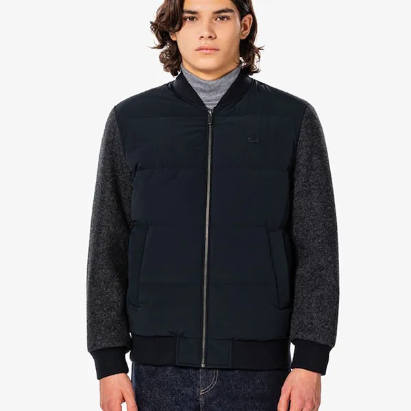 Áo Khoác Nam Lacoste Men's Wool Jersey Hybrid Jacket BH883E-HDE Màu Xanh Đen Size 48