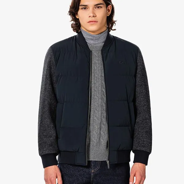 Áo Khoác Nam Lacoste Men's Wool Jersey Hybrid Jacket BH883E-HDE Màu Xanh Đen Size 48