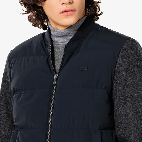 Áo Khoác Nam Lacoste Men's Wool Jersey Hybrid Jacket BH883E-HDE Màu Xanh Đen Size 48