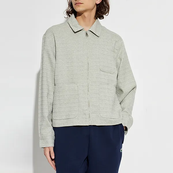 Áo Khoác Nam Lacoste Short Textured Jacket BH1811 - B29 Màu Xám Size 48