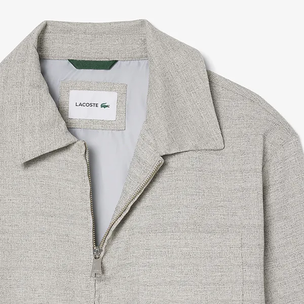 Áo Khoác Nam Lacoste Short Textured Jacket BH1811 - B29 Màu Xám Size 48