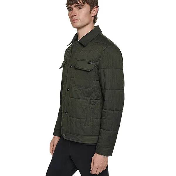 Áo Khoác Nỉ Nam Karl Lagerfeld Herringbone Quilted Shirt Jacket C0273 - OLV Màu Xanh Olive Size S