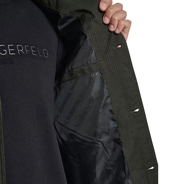 Áo Khoác Nỉ Nam Karl Lagerfeld Herringbone Quilted Shirt Jacket C0273 - OLV Màu Xanh Olive Size S