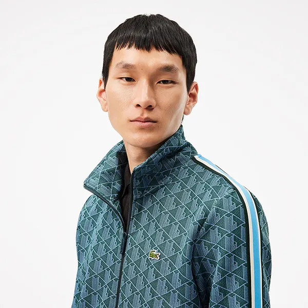 Áo Khoác Nỉ Nam Lacoste Paris Jacquard Monogram Zipped Sweatshirt SH1368 - IB4 Màu Xanh Lá Size 3