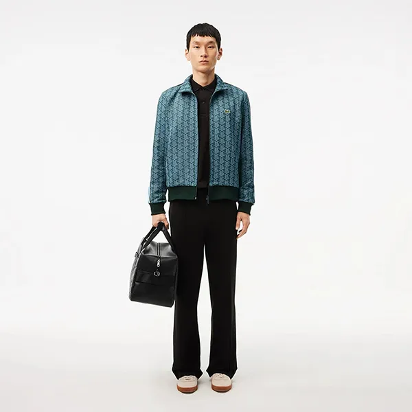 Áo Khoác Nỉ Nam Lacoste Paris Jacquard Monogram Zipped Sweatshirt SH1368 - IB4 Màu Xanh Lá Size 3