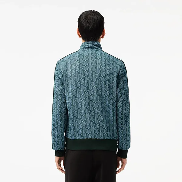 Áo Khoác Nỉ Nam Lacoste Paris Jacquard Monogram Zipped Sweatshirt SH1368 - IB4 Màu Xanh Lá Size 3