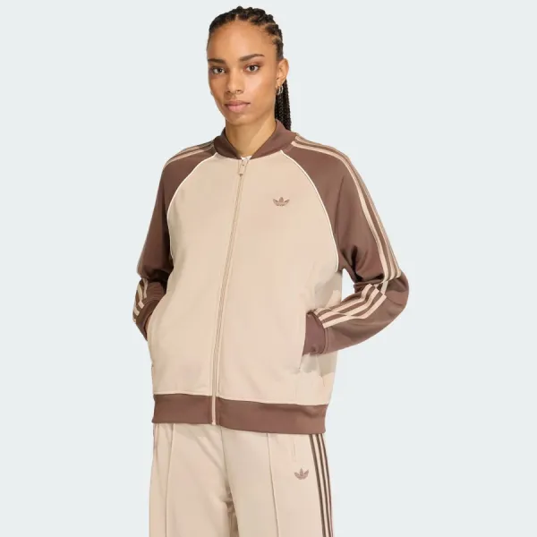 Áo Khoác Nữ Adidas SST Loose Tracktop KD8825 Màu Nâu Be Size S