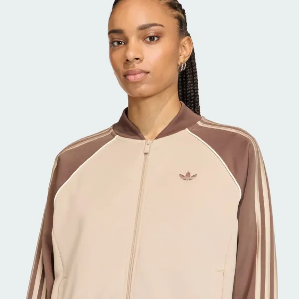 Áo Khoác Nữ Adidas SST Loose Tracktop KD8825 Màu Nâu Be Size S
