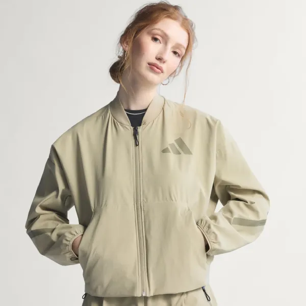 Áo Khoác Nữ Adidas Z.N.E. Knit Bomber Jacket KD8509 Màu Be Size 2XS
