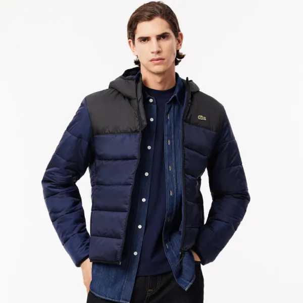Áo Khoác Phao Nam Lacoste Water Repellent Quilted Puffed Jacket BH6763 - JB1 Màu Xanh Navy Size 44