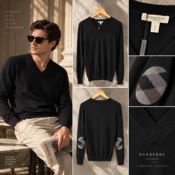Áo Len Nam Burberry 3983562 Black Màu Đen Size S