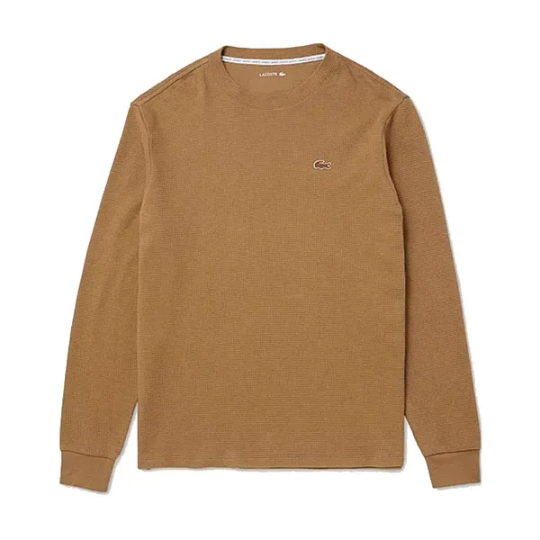 Áo Nỉ Sweater Nam Lacoste Men's Waffle-Knit Thermal Sleep Shirt TH9668 - SIX Màu Nâu Size S