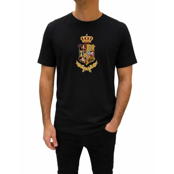 Áo Phông Nam Dolce & Gabbana D&G Crown-Embroidered G7LJF Tshirt Màu Đen Size 46