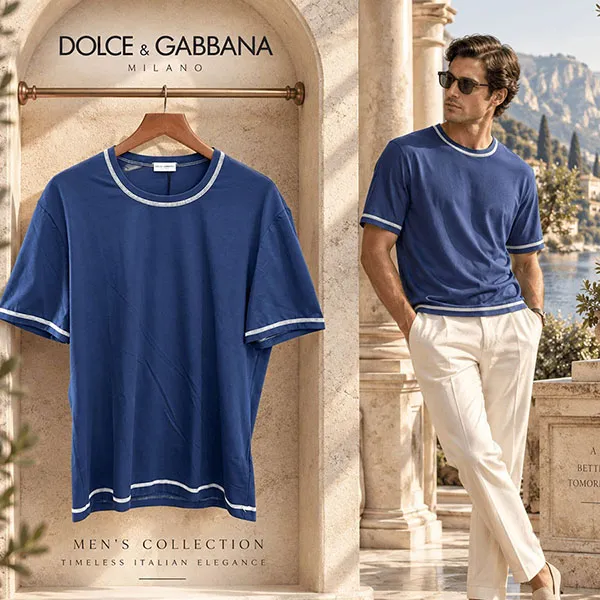 Áo Phông Nam Dolce & Gabbana D&G N8B85J Fugia Màu Xanh Navy Size L