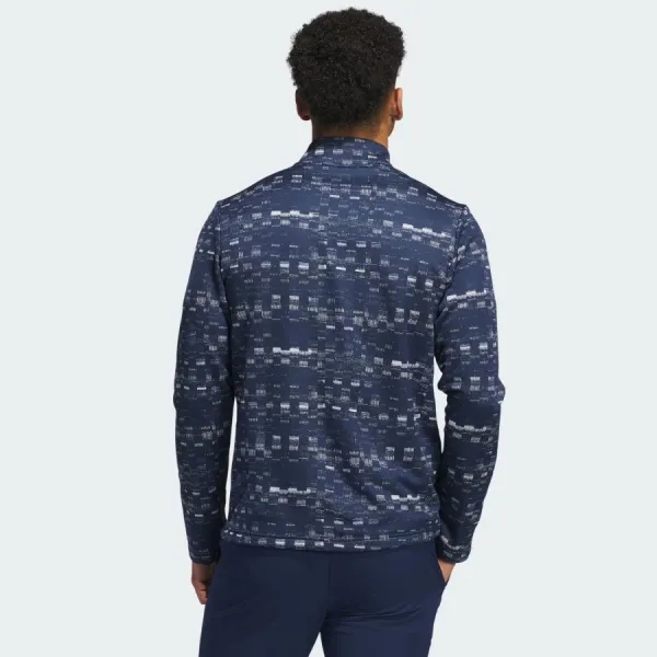 Áo Polo Dài Tay Nam Adidas Golf Core Printed Quarter Zip Pullover IX2009 Màu Xanh Navy Size M (Form Âu)