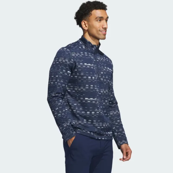Áo Polo Dài Tay Nam Adidas Golf Core Printed Quarter Zip Pullover IX2009 Màu Xanh Navy Size M (Form Âu)