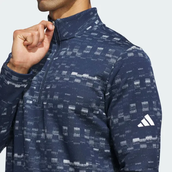Áo Polo Dài Tay Nam Adidas Golf Core Printed Quarter Zip Pullover IX2009 Màu Xanh Navy Size M (Form Âu)
