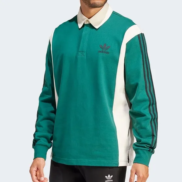 Áo Polo Dài Tay Nam Adidas Rugby Shirt IU0210 Màu Xanh Green Size XS (Form Âu)