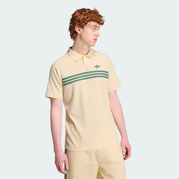 Áo Polo Nam Adidas Chest Stripes KT4305 Màu Vàng Kem Size XL