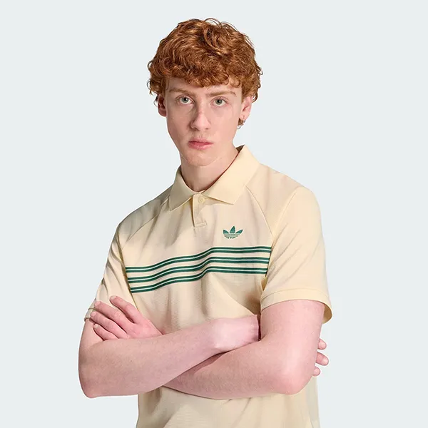 Áo Polo Nam Adidas Chest Stripes KT4305 Màu Vàng Kem Size XL