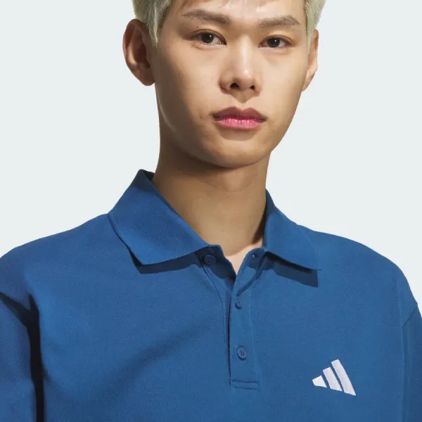Áo Polo Nam Adidas Essentials Plus Loose Fit Small Logo Short Sleeve KF1323 Màu Xanh Dương Size XS
