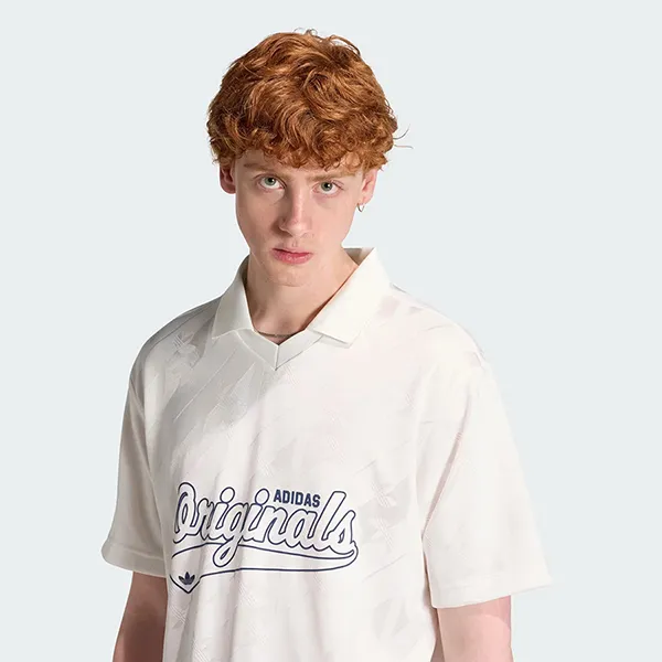 Áo Polo Nam Adidas Football Jersey Jacquard Originals KR7221 Màu Trắng Size XL