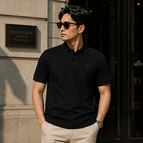 Áo Polo Nam Burberry Black Burberry Polo Shirt Tag TB 8014003 Màu Đen