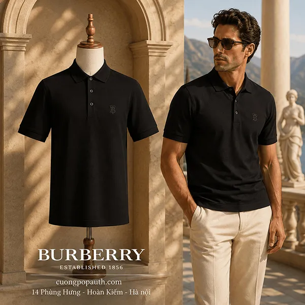 Áo Polo Nam Burberry Black Burberry Polo Shirt Tag TB 8014003 Màu Đen