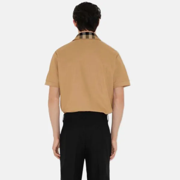Áo Polo Nam Burberry Check Patterned Collar Polo Shirt 8095924 Màu Be Size S