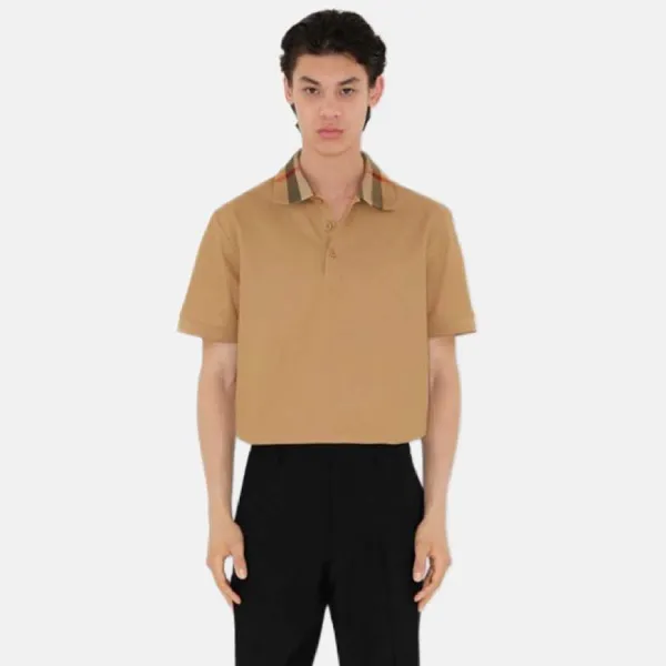 Áo Polo Nam Burberry Check Patterned Collar Polo Shirt 8095924 Màu Be Size S