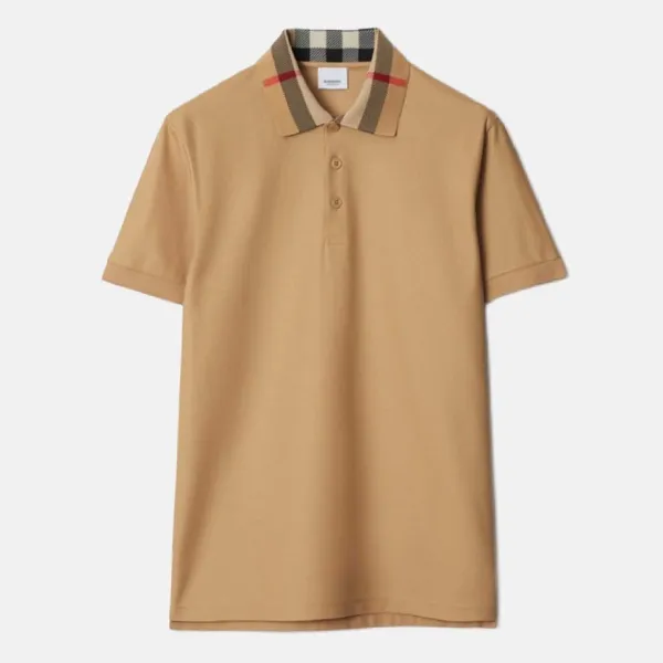 Áo Polo Nam Burberry Check Patterned Collar Polo Shirt 8095924 Màu Be Size S