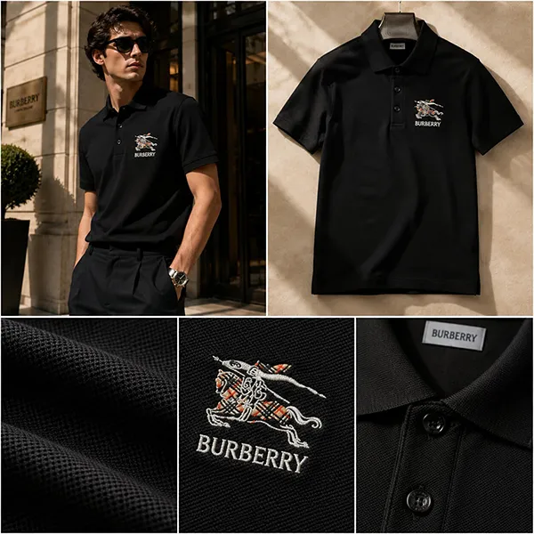 Áo Polo Nam Burberry Logo 8121965 Màu Đen Size S