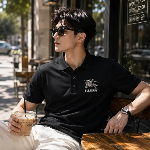 Áo Polo Nam Burberry Logo 8121965 Màu Đen Size S