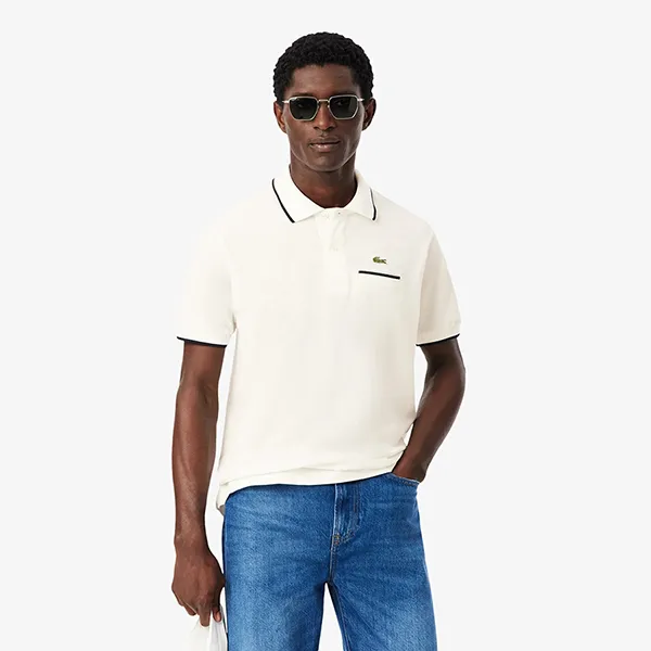 Áo Polo Nam Lacoste Classic Fit Pocket Accent L.12.12 PH9838 - EV0 Màu Trắng Kem Size 3