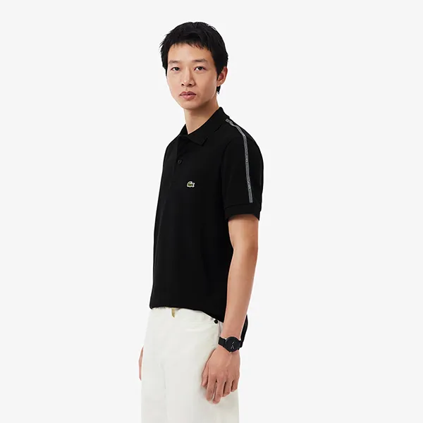 Áo Polo Nam Lacoste Regular Fit Logo Stripe PH0897 - 031 Màu Đen Size 4